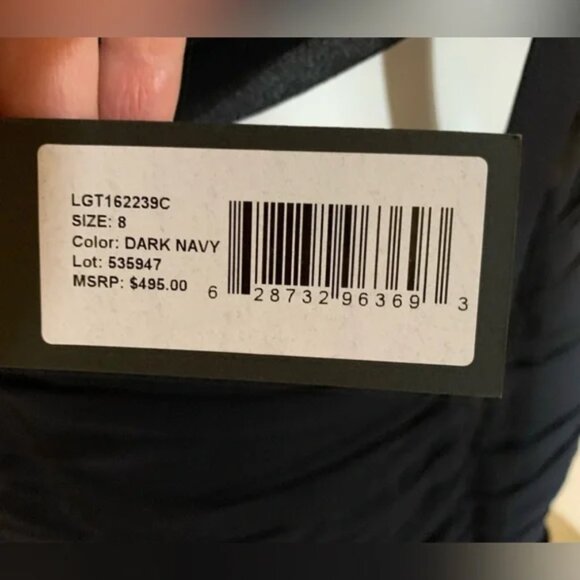 Halston Dark Navy Evening Gown Dress, size 8 - Picture 5 of 5